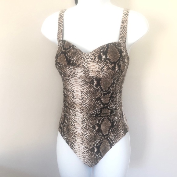 Bond-eye Australia snakeskin one piece ruched detail swimsuit NWT size 4 - Picture 1 of 9